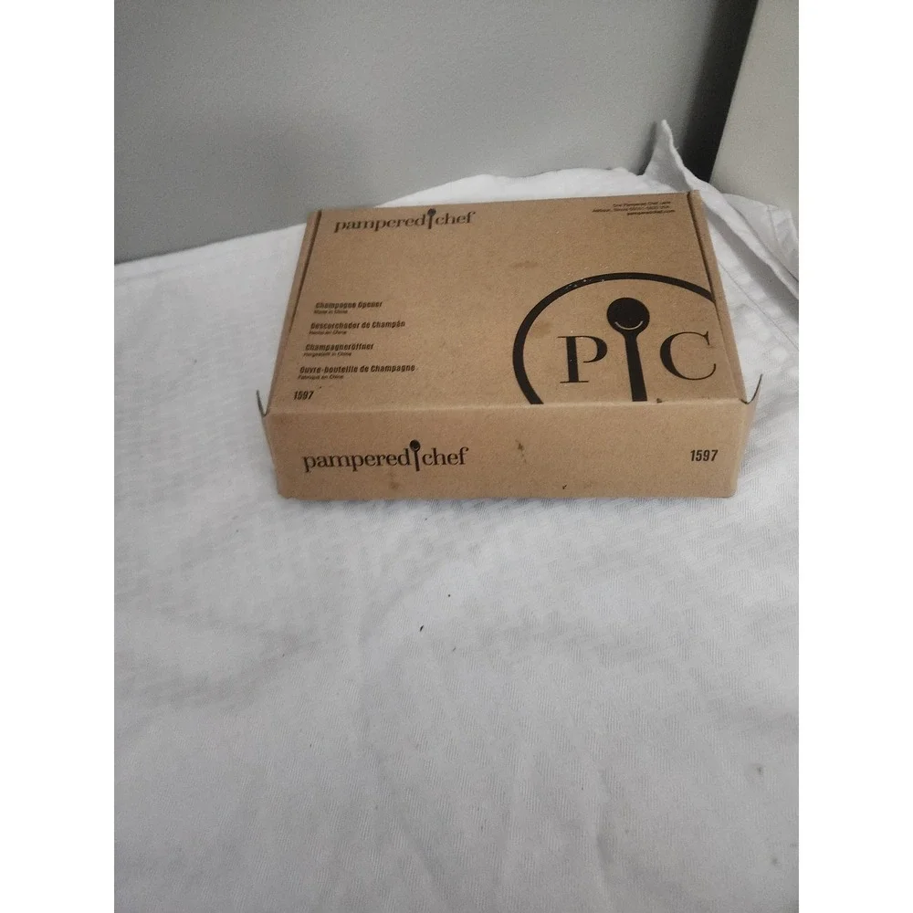 Pampered Chef Champagne Opener 1597 Black Chrome Bar Tool New in Box